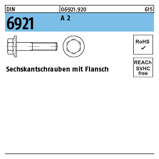 DIN 6921 A 2 Sechskantschrauben mit Flansch - Abmessung: M 5 x 10, Inhalt: 200 Stück