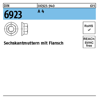 DIN 6923 A 4 Sechskantmuttern mit Flansch - Abmessung: M 5, Inhalt: 1000 Stück