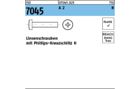 ISO 7045 A 2 H Linsenschrauben mit Phillips-Kreuzschlitz H - Abmessung: M 1,6 x 8 -H, Inhalt: 1000 Stück