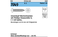 ISO 7049 A 2 Form C-H Linsenkopf-Blechschrauben mit Spitze, mit Phillips-Kreuzschlitz H - Abmessung: C 2,2 x 13 -H, Inhalt: 1000 Stück