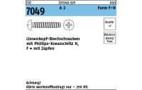 ISO 7049 A 2 Form F-H Linsenkopf-Blechschrauben mit Zapfen, mit Phillips-Kreuzschlitz H - Abmessung: 2,9 x 6,5 -F-H, Inhalt: 1000 Stück