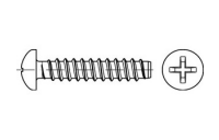 ISO 7049 A 2 Form F-H Linsenkopf-Blechschrauben mit Zapfen, mit Phillips-Kreuzschlitz H - Abmessung: 2,9 x 6,5 -F-H, Inhalt: 1000 Stück