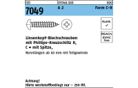 ISO 7049 A 2 Form C-H Linsenkopf-Blechschrauben mit Spitze, mit Phillips-Kreuzschlitz H - Abmessung: C 3,9 x 50 -H, Inhalt: 500 Stück