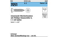 ISO 7051 A 2 Form C-H Linsensenk-Blechschrauben mit Spitze, mit Phillips-Kreuzschlitz H - Abmessung: 3,5 x 9,5-C-H, Inhalt: 1000 Stück