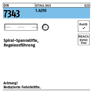 DIN 7343 1.4310 Spiral-Spannstifte, Regelausführung - Abmessung: 1 x 10, Inhalt: 1000 Stück