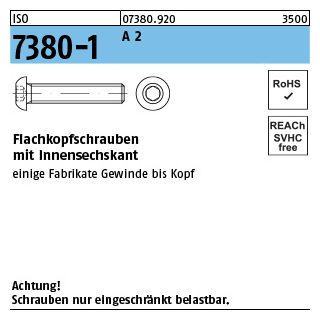 ISO 7380-1 A 2 Flachkopfschrauben mit Innensechskant - Abmessung: M 3 x 5, Inhalt: 500 Stück