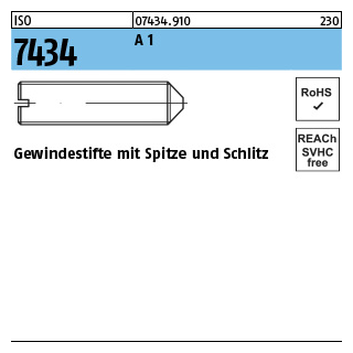 ISO 7434 A 1 Gewindestifte mit Spitze und Schlitz - Abmessung: M 2,5 x 5, Inhalt: 50 Stück