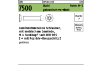 DIN 7500 Stahl Form M-Z galvanisch verzinkt Gewindefurchende Schrauben, KS -Z metr. Gewinde, Senkkopf nach DIN 965 - Abmessung: MM 2,5 x 5 -Z, Inhalt: 4000 Stück