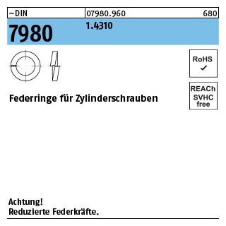 ~DIN 7980 1.4310 Federringe für Zylinderschrauben - Abmessung: 3, Inhalt: 1000 Stück