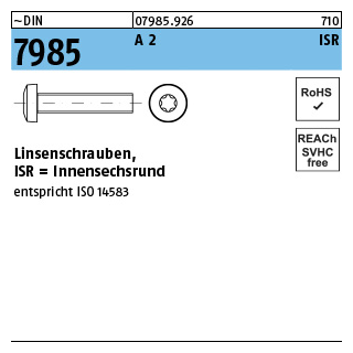 ~DIN 7985 A 2 ISR Linsenschrauben mit Innensechsrund - Abmessung: M 1,6 x 4 -T5, Inhalt: 1000 Stück