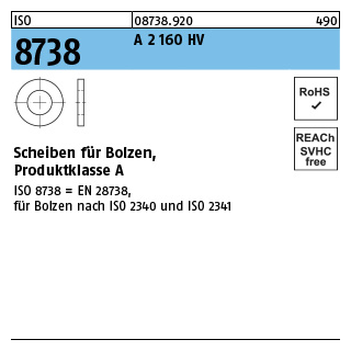 ISO 8738 A 2 160 HV Scheiben für Bolzen, Produktklasse A - Abmessung: 14, Inhalt: 25 Stück