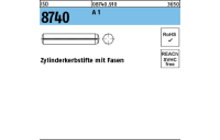 ISO 8740 A 1 Zylinderkerbstifte mit Fasen - Abmessung: 2 x 16, Inhalt: 100 Stück