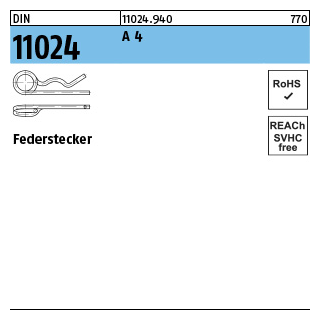 DIN 11024 A 4 Federstecker - Abmessung: 7 / 34,1-45, Inhalt: 10 Stück