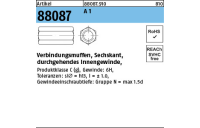 Artikel 88087 A 1 verbindungsmuffen, Sechskant, durchgehendes Innengewinde - Abmessung: M 24 x 50 SW36, Inhalt: 5 Stück