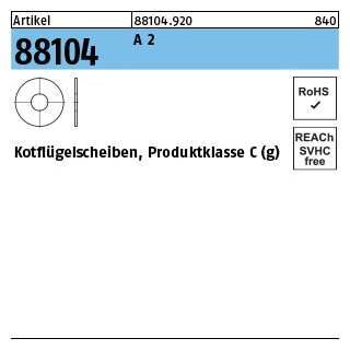 Artikel 88104 A 2 Kotflügelscheiben, Produktklasse C (g) - Abmessung: 5,3 x30 x1,5, Inhalt: 100 Stück