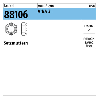 Artikel 88106 A 1/A 2 Setzmuttern - Abmessung: M 5 / 0,9, Inhalt: 100 Stück