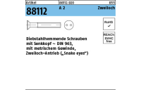 Artikel 88112 A 2 Zweiloch Diebstahlhemmende Schrauben mit Senkkopf ~ DIN 963, Zweiloch-Antrieb - Abmessung: M 4 x 12, Inhalt: 100 Stück