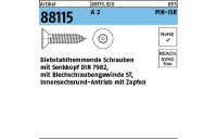 Artikel 88115 A 2 PIN-ISR Diebstahlhemmende Schrauben mit Senkkopf DIN 7982, Blechschr.-gew., ISR u. Zapfen - Abmessung: 2,9 x 13, Inhalt: 100 Stück