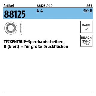 Artikel 88125 A 4 Form B TECKENTRUP-Sperrkantscheiben für große Druckflächen - Abmessung: B 6x18,2 x1,4, Inhalt: 1000 Stück