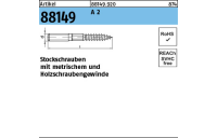 Artikel 88149 A 2 Typ 23 E Stockschrauben mit metrischem und Holzschraubengewinde - Abmessung: M 6 x 80, Inhalt: 100 Stück