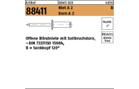 Artikel 88411 Niet A 2 B Dorn A 2 Offene Blindniete mit Sollbruchdorn, ~DIN 7337/ISO 15984, Senkkopf 120° - Abmessung: B 5 x 8, Inhalt: 500 Stück