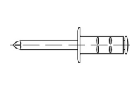 Artikel 88474 Niet A 2 MB-A Dorn A 2 Offene Blindniete mit Sollbruchdorn, Flachkopf, Mehrbereichsschaft - Abmessung: 3,2 x 9,5, Inhalt: 1000 Stück