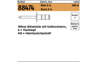 Artikel 88474 Niet A 4 MB-A Dorn A 4 Offene Blindniete mit Sollbruchdorn, Flachkopf, Mehrbereichsschaft - Abmessung: 4,8 x 10, Inhalt: 500 Stück