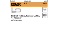 Artikel 88483 A 2 6kt-F Blindniet-Muttern, Sechskant, offen, Flachkopf - Abmessung: M 5 / 0,5 - 3,0, Inhalt: 500 Stück