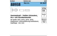 Artikel 88938 Mu A 4 HS 38/17 Hammerkopf-/Halfen-Schrauben, mit Sechskantmutter - Abmessung: M 16 x 80, Inhalt: 10 Stück