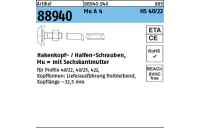 Artikel 88940 Mu A 4 HS 40/22 Hakenkopf-/Halfen-Schrauben, mit Sechskantmutter - Abmessung: M 10 x 30, Inhalt: 50 Stück