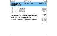 Artikel 88944 Mu A 4 - 70 HZS 53/34 Hammerkopf-/Halfen-Schrauben, mit Sechskantmutter - Abmessung: M 16 x 100, Inhalt: 25 Stück