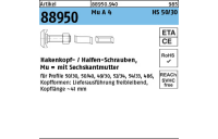 Artikel 88950 Mu A 4 HS 50/30 Hakenkopf-/Halfen-Schrauben, mit Sechskantmutter - Abmessung: M 12 x 40, Inhalt: 25 Stück