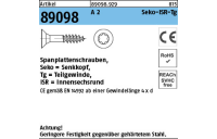 Artikel 89098 A 2 CE Seko-ISR-Tg Spanplattenschrauben, Senkkopf, Innensechsrund, Tg - Abmessung: 4 x 35 -T20, Inhalt: 1000 Stück