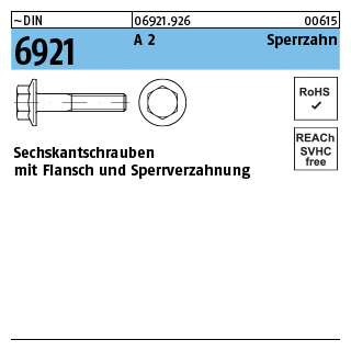 ~DIN 6921 A 2 Sperrzahn Sechskantschrauben mit Flansch Sperrverzahnung - Abmessung: M 10 x 60, Inhalt: 100 Stück