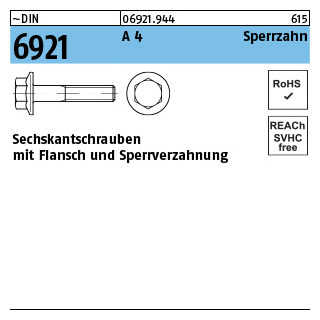 ~DIN 6921 A 4 Sperrzahn Sechskantschrauben mit Flansch Sperrverzahnung - Abmessung: M 10 x 45, Inhalt: 100 Stück