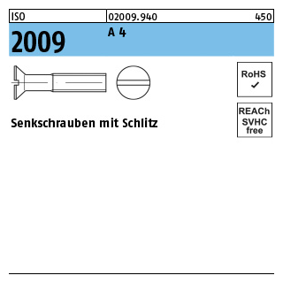 ISO 2009 A 4 Senkschrauben mit Schlitz - Abmessung: M 8 x 100, Inhalt: 100 Stück