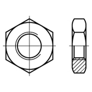 DIN 439 A2-035  Fein Sechskantmuttern, niedrige Form mit metrischem Fein-/Linksgewinde, mit Fase - Abmessung: BM 20 x 1,5, Inhalt:  50 Stück