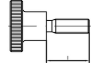 DIN 464 1.4305  Rändelschrauben, hohe Form - Abmessung: M 4  x 12, Inhalt:  50 Stück