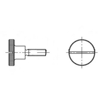 DIN 465 1.4305  Rändelschrauben, hohe Form - Abmessung: M 4  x 5, Inhalt:  50 Stück