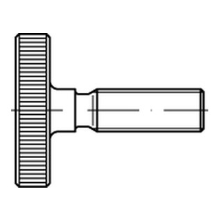 DIN 653 1.4305  Rändelschrauben, niedrige Form - Abmessung: M 2 x 4, Inhalt:  50 Stück