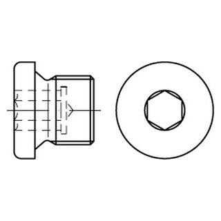 DIN 908 A4 zyl.-Rohr G verschlussschrauben mit Bund und Innensechskant, mit zyl. Rohrgewinde - Abmessung: R 1 1/4, Inhalt:  5) Stück