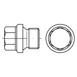 DIN 910 A4  zyl.-Fein verschlussschrauben mit Bund und Außensechskant, schwer, m. zyl. Feingew - Abmessung: M 16 x 1,5, Inhalt:  50 Stück