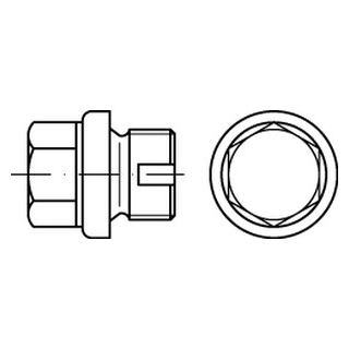 DIN 910 A2 zyl.-Rohr G verschlussschraube mit Bund, Außen-6kt. Schwer, mit Entlüftung, m. zyl. Rohrgew. - Abmessung: R 1 3/4, Inhalt:  5) Stück