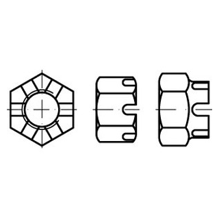 DIN 935 A2 Kronenmuttern - Abmessung: M 22, Inhalt:  25 Stück
