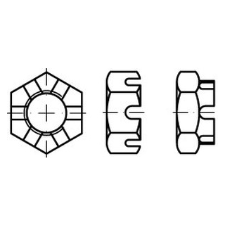 DIN 937 A2  Kronenmuttern, niedrige Form - Abmessung: M 30, Inhalt:  10 Stück