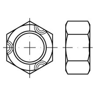 Artikel 980 A2 Form V Sechskantmuttern, mit Klemmteil, Ganzmetallmutter, einteilig (Gleitmo) - Abmessung: VM 12, Inhalt:  100 Stück