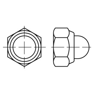 ~DIN 986 A2-70  Sechskant-Hutmuttern mit Klemmteil mit nichtmetallischem Einsatz - Abmessung: M 6, Inhalt:  200 Stück