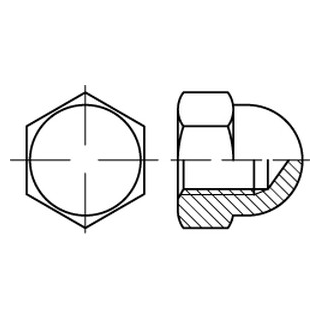 DIN 1587 1.4305  Sechskant-Hutmuttern, hohe Form - Abmessung: M 7, Inhalt:  200 Stück