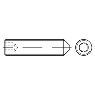 ISO 4027 A2 Gewindestifte mit Spitze und Innensechskant - Abmessung: M 5 x 45, Inhalt:  200 Stück