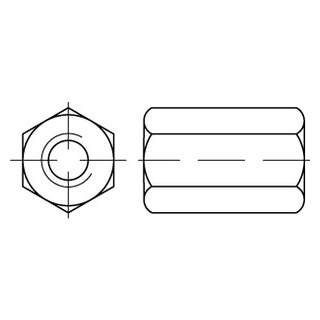 DIN 6334 A4  Sechskantmuttern mit einer Höhe von 3 d - Abmessung: M 5 SW 8, Inhalt:  100 Stück